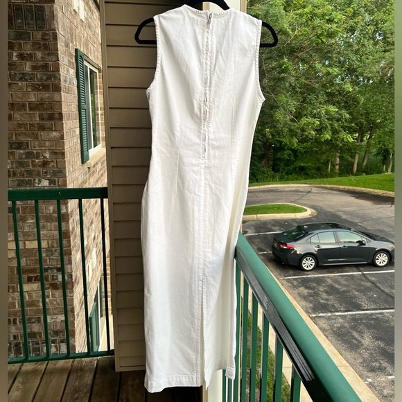 ๐ DL1961 White Denim Sleeveless Stretch Cotton Midi Dress Size L Elegant Summer - Picture 4 of 17
